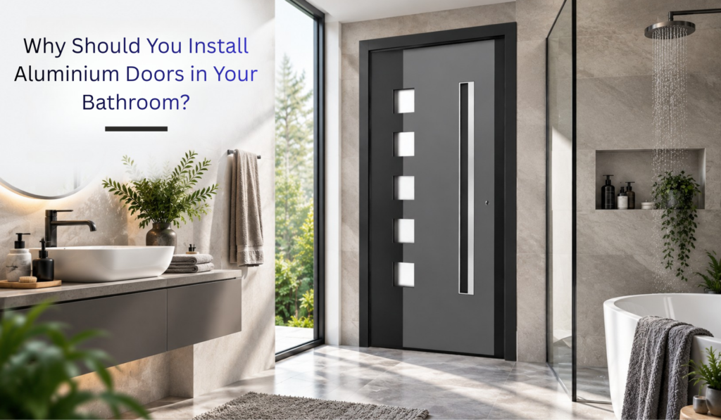 Aluminium Doors installation in bathroom